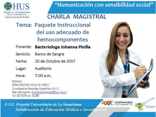 Charla magistral: Paquete Instruccional del uso adecuado de hemocomponentes