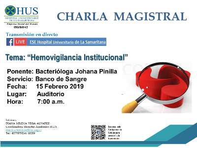 Charla Magistral Hemovigilancia Institucional